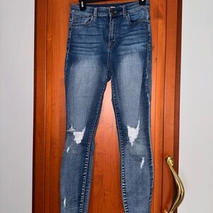 Fashion Nova Blue Skinny Distressed Jeans